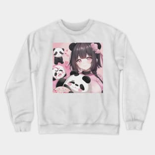 The girl and her Panda bears Crewneck Sweatshirt